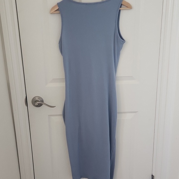 Cider Blue Ruched Midi Dress Rib Button Drawstring Curvy Large - Picture 5 of 7